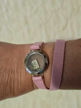 Pink Leather Wrap Watch - Fashionable Women's Bracelet Watch